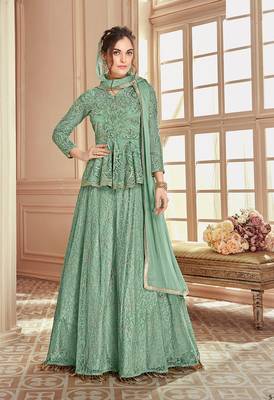 Blue embroidered net salwar 1