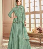 Blue embroidered net salwar