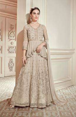 Cream embroidered net salwar 1