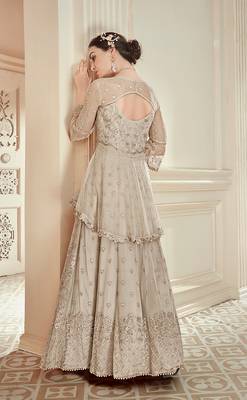 Cream embroidered net salwar 3
