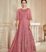 Pink embroidered net salwar