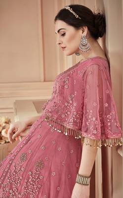 Pink embroidered net salwar 2