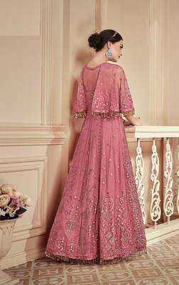 Pink embroidered net salwar 3