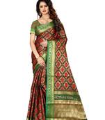 Maroon woven art silk sarees saree with blouse