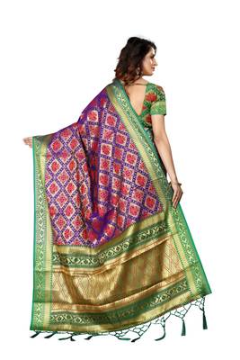 Purple woven art silk sarees saree with blouse 2
