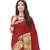 Red woven raw silk saree with blouse