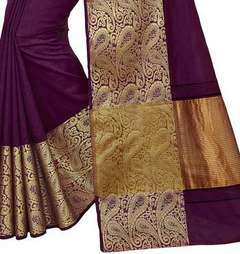 Purple woven raw silk saree with blouse 3