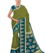 Green woven art silk saree with blouse