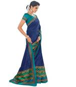 Blue woven art silk saree with blouse