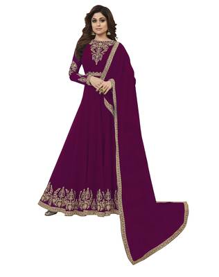 Purple embroidered georgette salwar 1