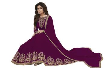 Purple embroidered georgette salwar 2