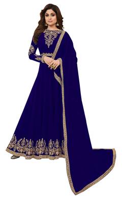Blue embroidered georgette salwar 1