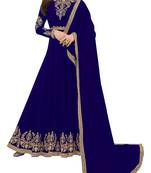 Blue embroidered georgette salwar
