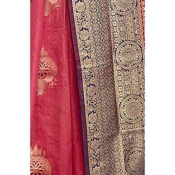 Pink woven art silk saree with blouse 3