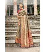 Grey woven art silk saree with blouse
