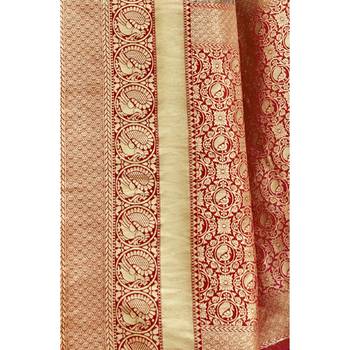 Grey woven art silk saree with blouse 3