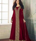 Maroon embroidered georgette salwar