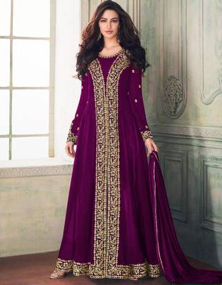 Purple embroidered georgette salwar 1