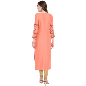 Orange printed rayon kurtas-and-kurtis 2
