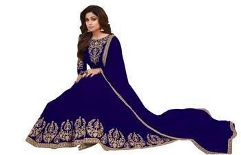 Blue embroidered georgette salwar 2