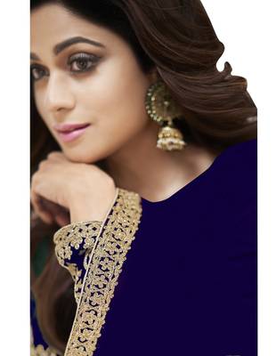 Blue embroidered georgette salwar 3