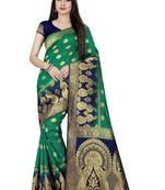 Green woven pure silk saree with blouse
