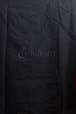 Vermilion Red Manipuri Silk With Black Zari Border And Pallu 3