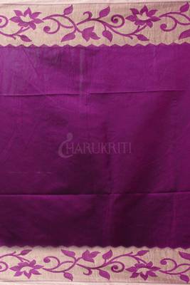 Ocean Blue And Plum Blended Saree With Jamdani Border 3
