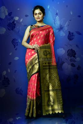 Cerise Pink Manipuri Silk With Zari Weaving 1