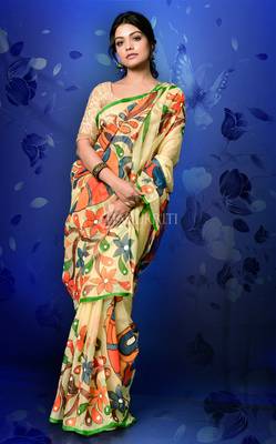 All Over Multicolour Handpainting On Butter Tussar 1
