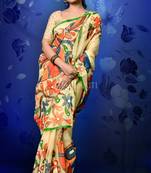 All Over Multicolour Handpainting On Butter Tussar