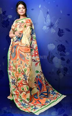 All Over Multicolour Handpainting On Butter Tussar 2