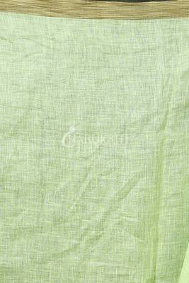 Pale Green Khadi Linen With Weaving Pallu And Border 3