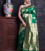 Sacramento Green Banarasi Handloom Saree With Zari