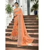 Peach printed georgette saree with blouse