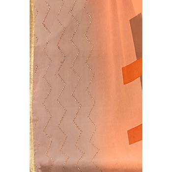 Peach printed georgette saree with blouse 3