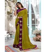 Mehendi printed georgette saree with blouse