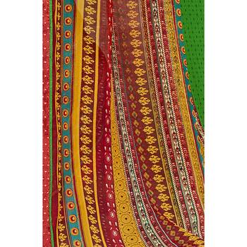 Green printed georgette saree with blouse 3