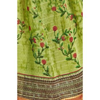 Green printed georgette saree with blouse 3