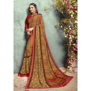 Multicolor printed georgette saree with blouse 1