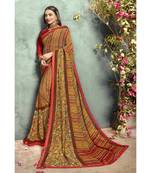 Multicolor printed georgette saree with blouse