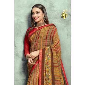 Multicolor printed georgette saree with blouse 2