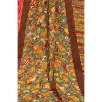 Multicolor printed georgette saree with blouse 3