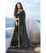 Black printed chiffon saree with blouse