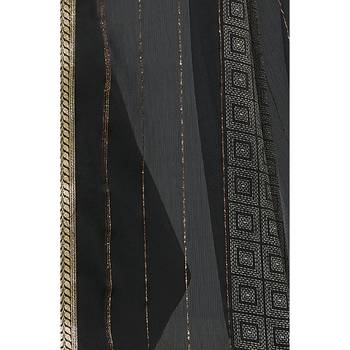 Black printed chiffon saree with blouse 3