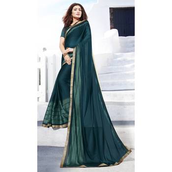 Sky blue printed chiffon saree with blouse 1