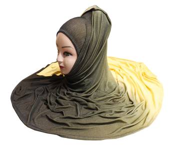 Justkartit Women'S Yellow Color Casual Wear Jersey Stretchable 2 Shade Hijab Scarf Dupatta 2