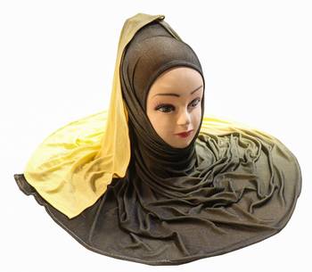 Justkartit Women'S Yellow Color Casual Wear Jersey Stretchable 2 Shade Hijab Scarf Dupatta 3