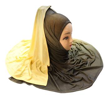 Justkartit Women'S Yellow Color Casual Wear Jersey Stretchable 2 Shade Hijab Scarf Dupatta 4