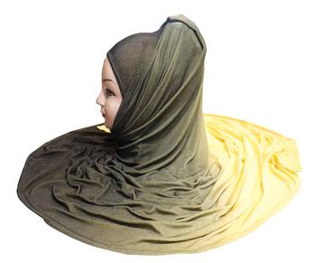 Justkartit Women'S Yellow Color Casual Wear Jersey Stretchable 2 Shade Hijab Scarf Dupatta 5